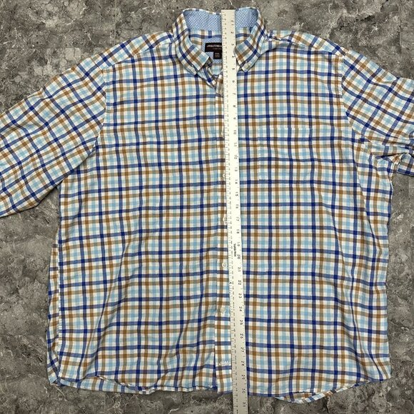 Johnston & Murphy Men’s Blue Brown Plaid Button Down Shirt Size XXXL - Picture 6 of 6